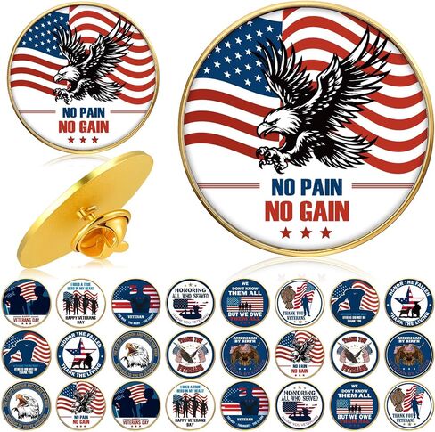 12/24/48 Pcs Memorial Day Gifts Pins Bulk 4th of July Patriotic 250th Anniversary Lapel Pins 1776-2026 American Flag Brooch for Independence Day Red White Blue Semiquincentennial Decor in Kuwait