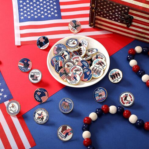 12/24/48 Pcs Memorial Day Gifts Pins Bulk 4th of July Patriotic 250th Anniversary Lapel Pins 1776-2026 American Flag Brooch for Independence Day Red White Blue Semiquincentennial Decor in Kuwait
