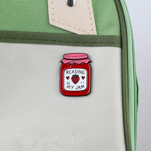 Reading Is My Jam Bookish Strawberry Jar Enamel Pin For Reader Book Lover Bibliophile, Bookish Reader Pin Brooch, Funny Bookworm Brooch Badge For Teacher Librarians, Bookworm Book Lover Lapel Badges, Reading Addict Humor Gift, Bookworm Booknerd Accessory in Saudi Arabia
