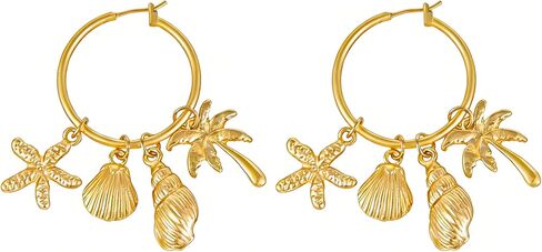 Gold Shell Stud Earrings Seashell Textured Stud Earrings Summer Beach Earrings for Women Trendy in Saudi Arabia