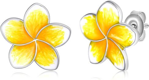 Plumeria Stud Earrings 925 Sterling Silver Tropical Hawaiian earrings Plumeria Flower Jewelry Gifts for Women in Saudi Arabia