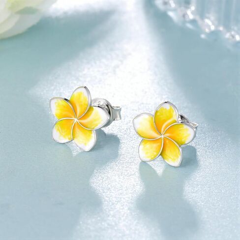 Plumeria Stud Earrings 925 Sterling Silver Tropical Hawaiian earrings Plumeria Flower Jewelry Gifts for Women in Saudi Arabia
