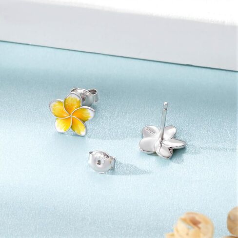 Plumeria Stud Earrings 925 Sterling Silver Tropical Hawaiian earrings Plumeria Flower Jewelry Gifts for Women in Saudi Arabia