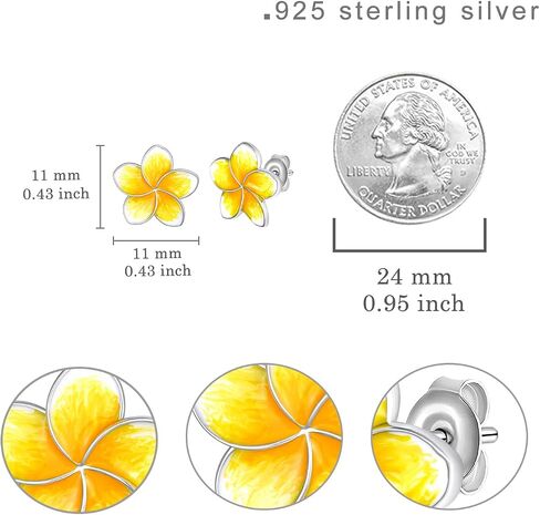 Plumeria Stud Earrings 925 Sterling Silver Tropical Hawaiian earrings Plumeria Flower Jewelry Gifts for Women in Saudi Arabia