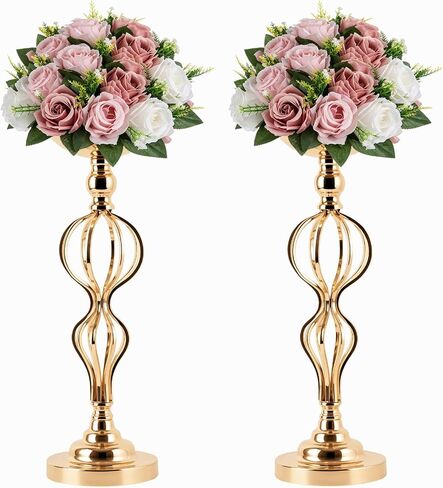 2-Pcs Metal Flower Arrangement Stand, 19.2" Wedding Flower Centerpiece Stand; Candelabra Candle Holder for Wedding Table Decor, Birthday Parties, Receptions, Hotels, and Home Decor in Kuwait