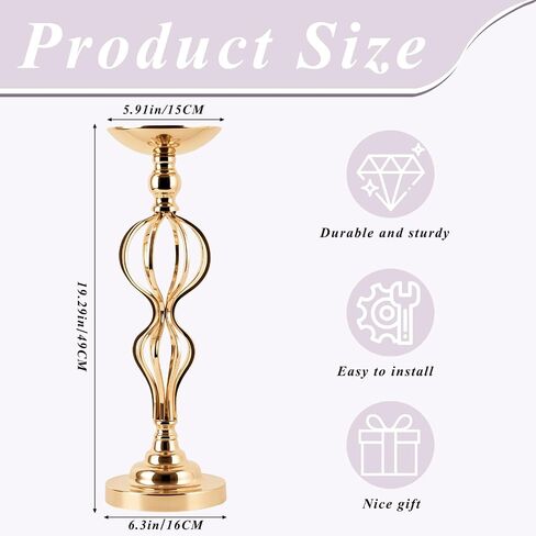 2-Pcs Metal Flower Arrangement Stand, 19.2" Wedding Flower Centerpiece Stand; Candelabra Candle Holder for Wedding Table Decor, Birthday Parties, Receptions, Hotels, and Home Decor in Kuwait