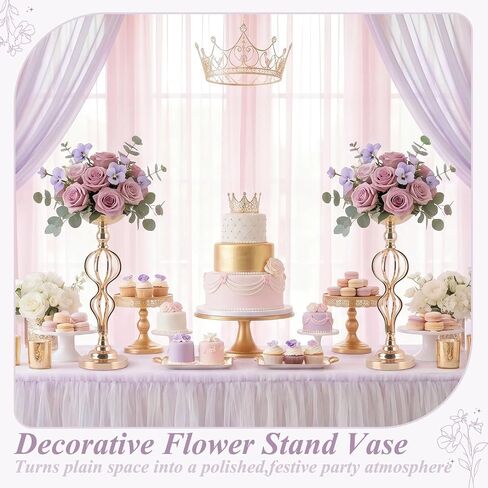 2-Pcs Metal Flower Arrangement Stand, 19.2" Wedding Flower Centerpiece Stand; Candelabra Candle Holder for Wedding Table Decor, Birthday Parties, Receptions, Hotels, and Home Decor in Kuwait