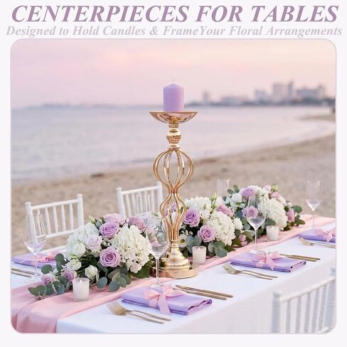 2-Pcs Metal Flower Arrangement Stand, 19.2" Wedding Flower Centerpiece Stand; Candelabra Candle Holder for Wedding Table Decor, Birthday Parties, Receptions, Hotels, and Home Decor in Kuwait