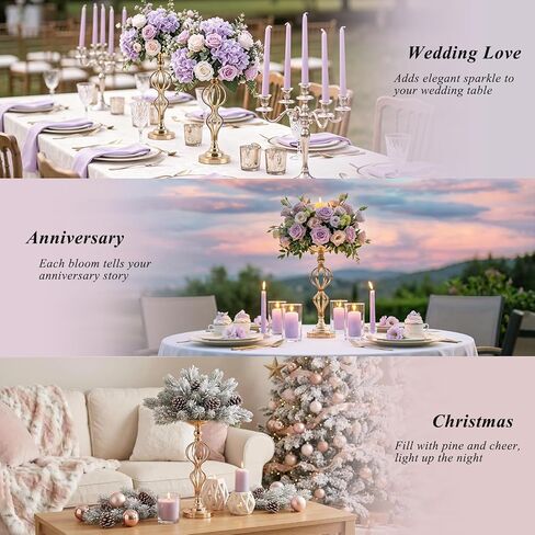 2-Pcs Metal Flower Arrangement Stand, 19.2" Wedding Flower Centerpiece Stand; Candelabra Candle Holder for Wedding Table Decor, Birthday Parties, Receptions, Hotels, and Home Decor in Kuwait