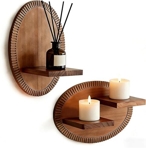 Candle Wall Sconces Set of 2 Rustic Candle Holders Wooden Vintage Wall Sconces Farmhouse Wall Decor for Fireplace, Living Room, Bedroom in Saudi Arabia