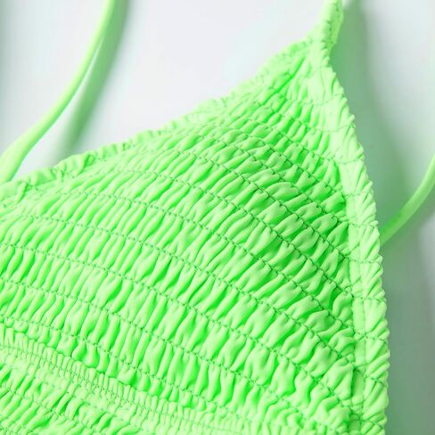 Girls' 2 Piece V Neck Bikini Set Triangle Solid Sport Swimsuit for Beach Green in Saudi Arabia