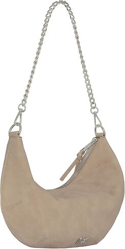 Rebecca Minkoff Ryder Crescent Crossbody Bag for Women | Sand Shoulder Bag | Detachable Crossbody Strap and Zip Closure in Kuwait