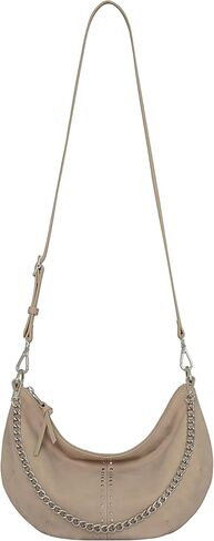 Rebecca Minkoff Ryder Crescent Crossbody Bag for Women | Sand Shoulder Bag | Detachable Crossbody Strap and Zip Closure in Kuwait