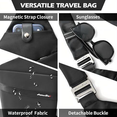Anti-Theft Crossbody Bag for Women & Men - Pickpocket Proof Lockable Zipper, RFID Blocking, Hidden Pockets & Slash-Resistant Slim Sling Bag For Travel (Black) in Saudi Arabia