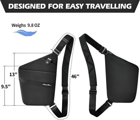 Anti-Theft Crossbody Bag for Women & Men - Pickpocket Proof Lockable Zipper, RFID Blocking, Hidden Pockets & Slash-Resistant Slim Sling Bag For Travel (Black) in Saudi Arabia