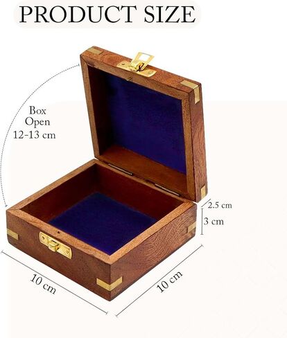 DOLLOND & CO. Handmade Wooden Tree of Life Box, Brass Inlay Jewellery & Keepsake Organizer, Brown Vintage Storage Box for Crystals & Gifts, 10 x 10 x 5.5 cm (Without Customisation) in Saudi Arabia