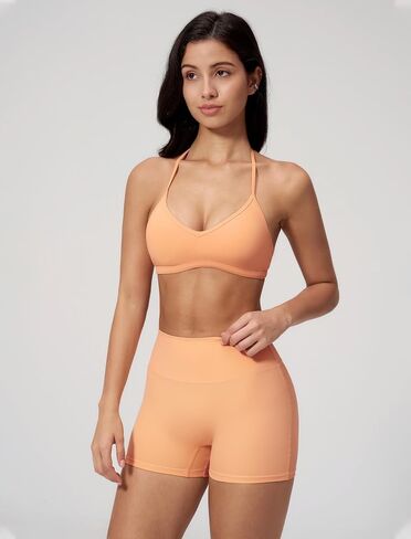 QBGJTD Women Two Piece Workout Sets Open Back Halter Sports Bra Matching High Waist Gym Shorts Yoga Athletic Clothes in Kuwait
