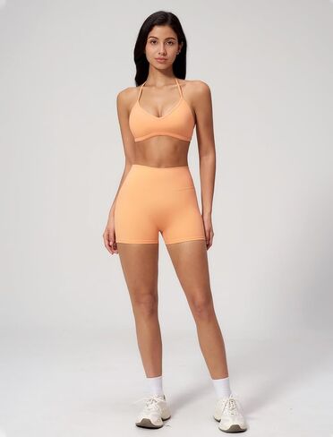 QBGJTD Women Two Piece Workout Sets Open Back Halter Sports Bra Matching High Waist Gym Shorts Yoga Athletic Clothes in Kuwait