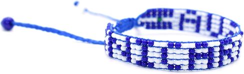 Nicaragua Flag Bracelet - Adjustable Nicaraguan Patriotic Jewerly for Men and Women - Cultural Blue & White Bracelet - Proud Nicaraguan Bracelet - Premium Czech Beads in Saudi Arabia