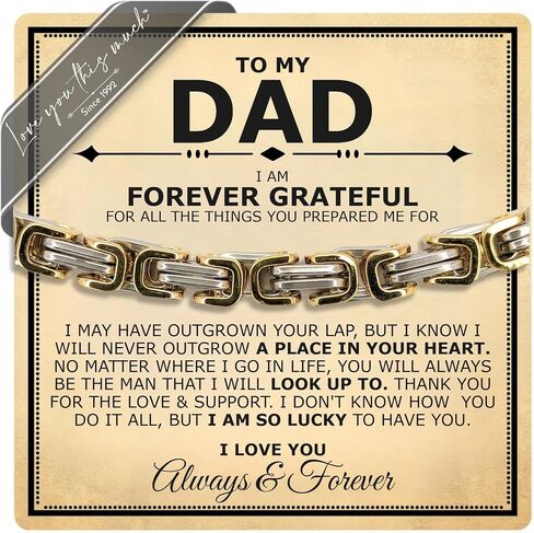 Love You This Much Present for Dad from Daughter | Mens 5mm Twist Steel Bracelet | Thoughtful Gift for Dad | 8" + 1" Extender | Luxury Gift Box & Card in Saudi Arabia