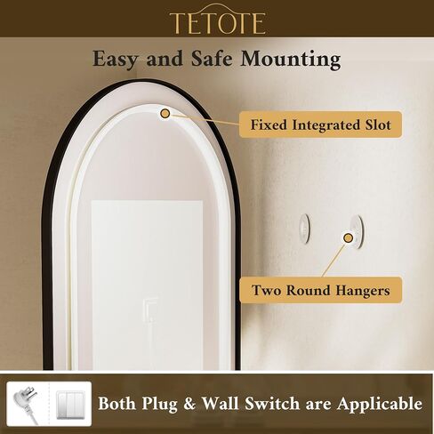 TETOTE Oval Led Lighted Bathroom Mirror Matte Black Frame 24" x 36" Front and Backlit Oval Light up Vanity Mirror with Lights, 3 Color Illuminated Dimmable Anti Fog Wall Mount, IP54 CRI 90+ in Saudi Arabia