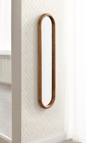 Kate and Laurel Talma Modern Slim Panel Wall Mirror, 9 x 36, Natural Wood, Transitional Narrow Mirror for Use as Versatile Entryway or Bedroom Wall Decor in Kuwait