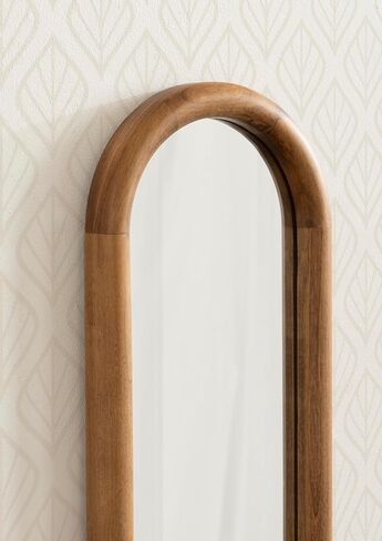 Kate and Laurel Talma Modern Slim Panel Wall Mirror, 9 x 36, Natural Wood, Transitional Narrow Mirror for Use as Versatile Entryway or Bedroom Wall Decor in Kuwait