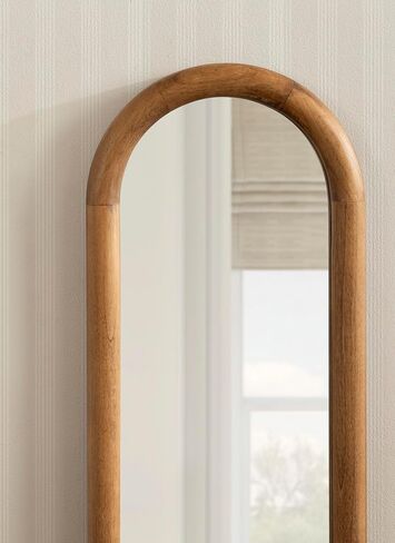 Kate and Laurel Talma Modern Slim Panel Wall Mirror, 9 x 36, Natural Wood, Transitional Narrow Mirror for Use as Versatile Entryway or Bedroom Wall Decor in Kuwait