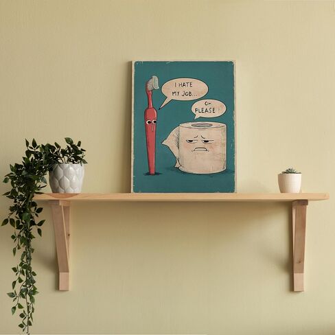QICLM Funny Bathroom Wall Art, I Hate My Job Oh Please Funny Toothbrush and Toilet Paper Canvas Wall Art Poster for Vintage Bathroom Restroom Decor, Beautiful 11x14 Inch Framed in Kuwait