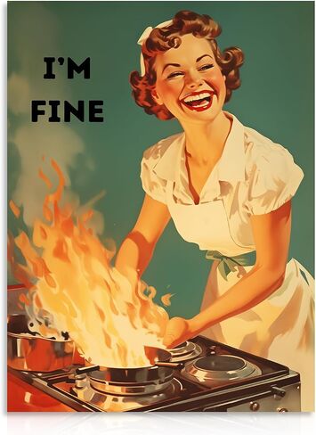 Dazzlewall Funny Kitchen Wall Art, Vintage Wall Decor 50s Poster with Happy Housewife Decors for Home Bedroom Dining Room 12×16 in Unframed in Saudi Arabia