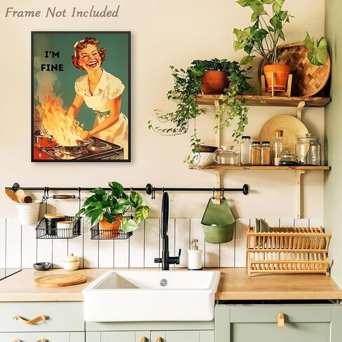 Dazzlewall Funny Kitchen Wall Art, Vintage Wall Decor 50s Poster with Happy Housewife Decors for Home Bedroom Dining Room 12×16 in Unframed in Saudi Arabia