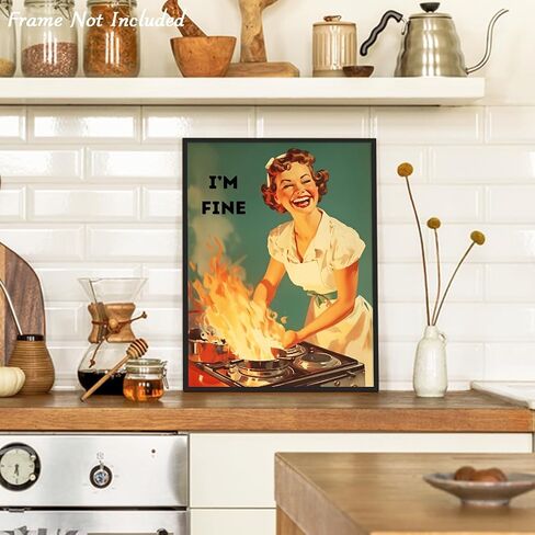 Dazzlewall Funny Kitchen Wall Art, Vintage Wall Decor 50s Poster with Happy Housewife Decors for Home Bedroom Dining Room 12×16 in Unframed in Saudi Arabia