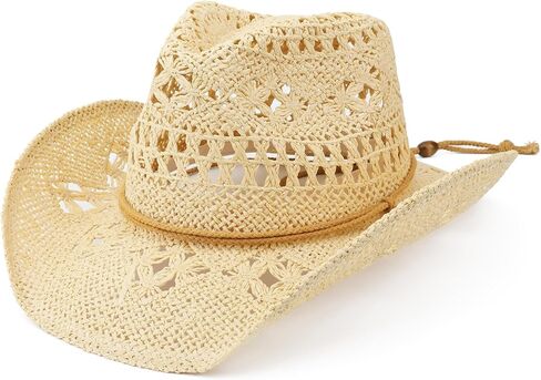 Straw Cowboy Hats Cowgirl Hat Foldable Wide Brim Cowboy Hat for Women/Men Travel Vacation Beach Sun Hats in Saudi Arabia