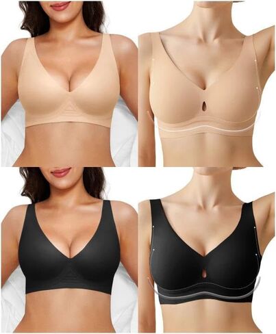 Popilush Bundle - 2 Items Wireless Bras (Black L) in Saudi Arabia