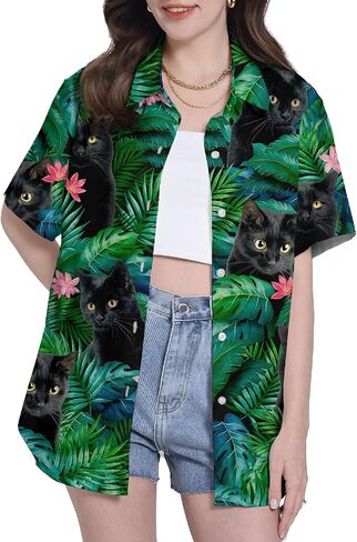 Funny Hawaiian Shirt for Women Casual Summer Shirt for Women Short Sleeve Button Down Shirt in Saudi Arabia