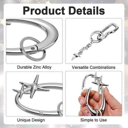 6 Pcs Star Carabiner Keychain Y2k Keychains Set Cool Carabiner Y2K Silver Star Carabiners Aesthetic Star Keychain Fashion Cool Belt Loop Clip Cute Carabiners Accessories for Purse Backpack Car Keys in Saudi Arabia