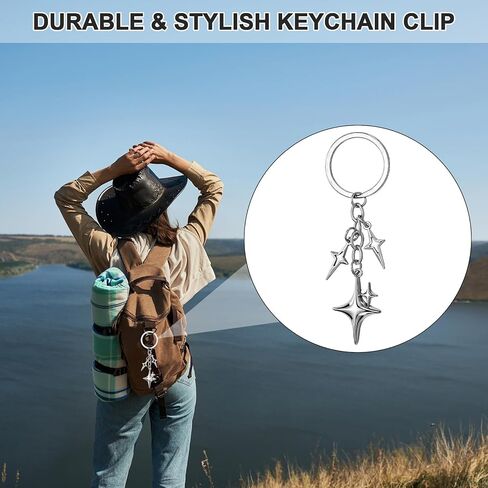 6 Pcs Star Carabiner Keychain Y2k Keychains Set Cool Carabiner Y2K Silver Star Carabiners Aesthetic Star Keychain Fashion Cool Belt Loop Clip Cute Carabiners Accessories for Purse Backpack Car Keys in Saudi Arabia