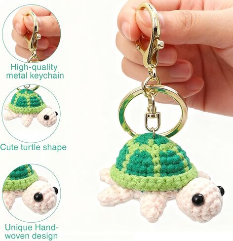 Crochet Turtle Keychain - Handmade Knit Turtle Cute Keychain for Bag, Braided Purse Car Keychain Accessories, Unique Slow Down Gift for Women, Kids, Teen Girls, Friends, Girlfriend, Mom, Woven Crafts in Saudi Arabia