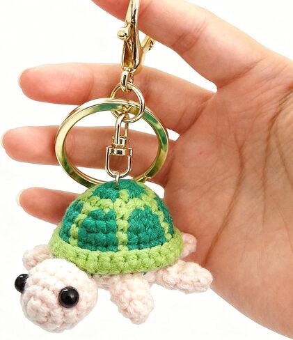 Crochet Turtle Keychain - Handmade Knit Turtle Cute Keychain for Bag, Braided Purse Car Keychain Accessories, Unique Slow Down Gift for Women, Kids, Teen Girls, Friends, Girlfriend, Mom, Woven Crafts in Saudi Arabia