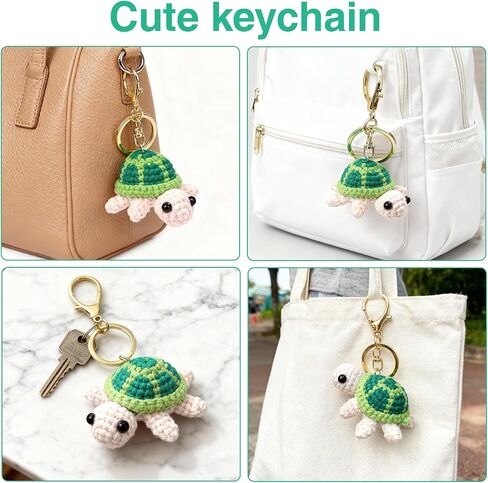 Crochet Turtle Keychain - Handmade Knit Turtle Cute Keychain for Bag, Braided Purse Car Keychain Accessories, Unique Slow Down Gift for Women, Kids, Teen Girls, Friends, Girlfriend, Mom, Woven Crafts in Saudi Arabia