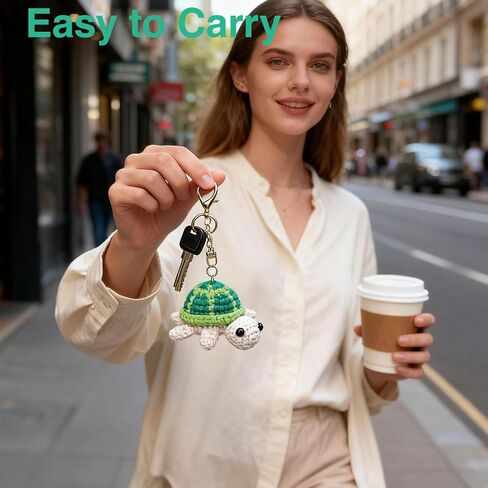 Crochet Turtle Keychain - Handmade Knit Turtle Cute Keychain for Bag, Braided Purse Car Keychain Accessories, Unique Slow Down Gift for Women, Kids, Teen Girls, Friends, Girlfriend, Mom, Woven Crafts in Saudi Arabia
