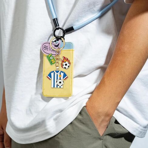 4PCS Soccer Themed Enamel Alloy Keychains, 4 Designs Football Game Keyrings with Trophy & Jersey & Field Charms, Sports Themed Key Chains for Backpack Purse Charms, Party Favor & Football Fans Gifts in Saudi Arabia