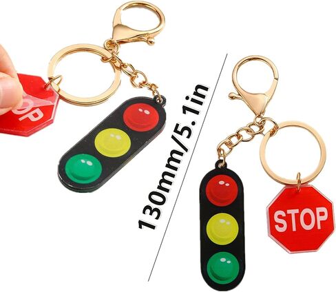 2 Pcs Traffic Light & Stop Sign Lamp Keychain - Birthday Gift for Dad Mom Friend, Car Key/Backpack/Purse Charm for Women Men in Saudi Arabia