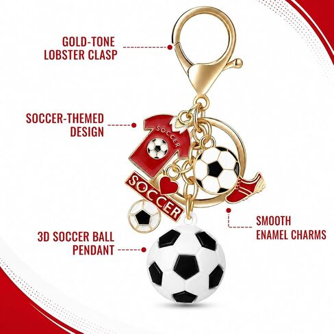 Soccer Keychain for Men Women, Soccer Ball Backpack Charm with Jersey and Cleat Pendant, Sports Bag Hanging Accessory, Soccer Team Gift for Players Fans Coaches in Saudi Arabia