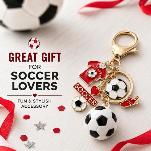 Soccer Keychain for Men Women, Soccer Ball Backpack Charm with Jersey and Cleat Pendant, Sports Bag Hanging Accessory, Soccer Team Gift for Players Fans Coaches in Saudi Arabia