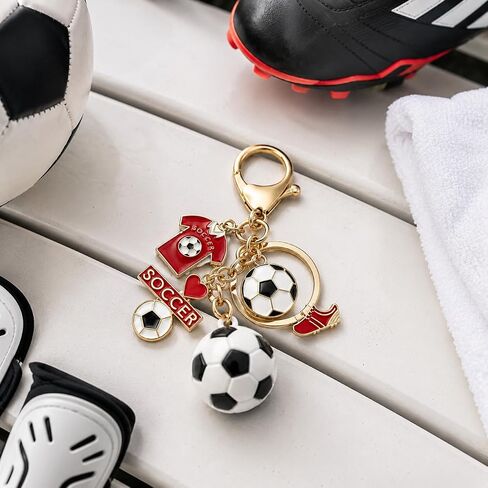 Soccer Keychain for Men Women, Soccer Ball Backpack Charm with Jersey and Cleat Pendant, Sports Bag Hanging Accessory, Soccer Team Gift for Players Fans Coaches in Saudi Arabia