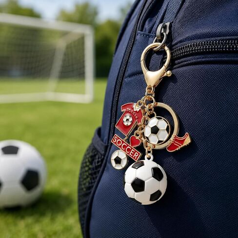 Soccer Keychain for Men Women, Soccer Ball Backpack Charm with Jersey and Cleat Pendant, Sports Bag Hanging Accessory, Soccer Team Gift for Players Fans Coaches in Saudi Arabia