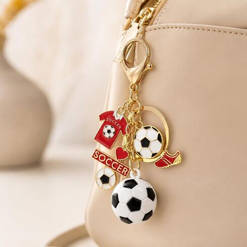 Soccer Keychain for Men Women, Soccer Ball Backpack Charm with Jersey and Cleat Pendant, Sports Bag Hanging Accessory, Soccer Team Gift for Players Fans Coaches in Saudi Arabia