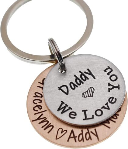 Personalized Father's Day Keychain - Gift for Dad or Grandpa - Mixed Metal Key Chain in Saudi Arabia