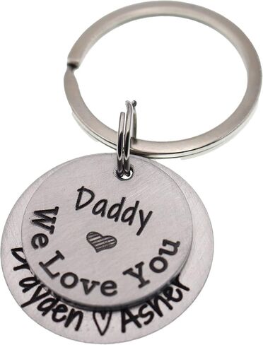 Personalized Father's Day Keychain - Gift for Dad or Grandpa - Mixed Metal Key Chain in Saudi Arabia